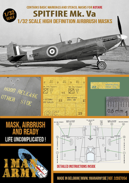 Spitfire Mk.Va Kotare High Definition Airbrush Masking (Kotare) 32DET054