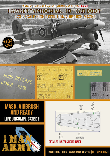 Hawker Typhoon Mk.1B "Car Door" High Definition Airbrush Masking (Air Scale) 32DET060