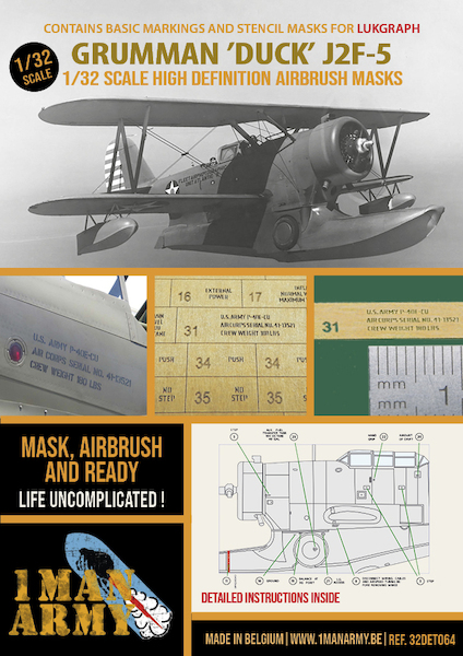 Grumman J2F-5 Duck High Definition Airbrush Masking (Lukgraph) 32DET064