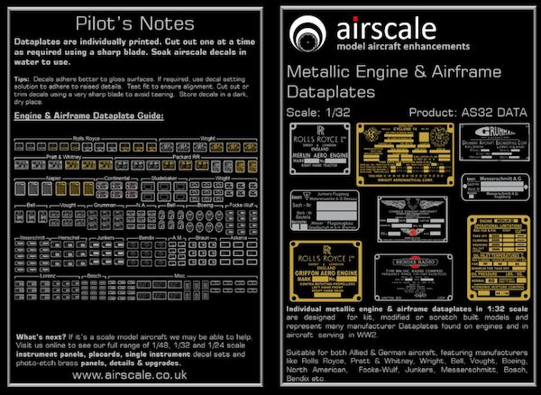 Metallic Engine and Airframe Dataplates AS32DATA