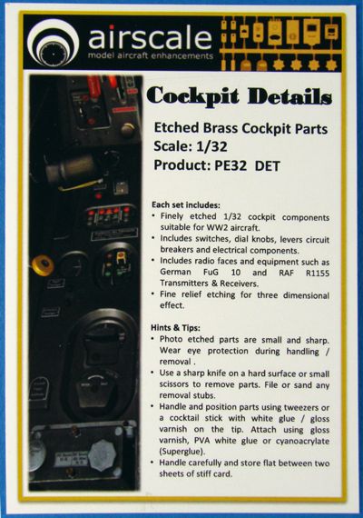 Cockpit Details, Etched Brass Cockpit Parts PE32DET