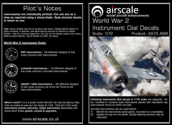 World War 2 Instrument dial decals AS72AMB