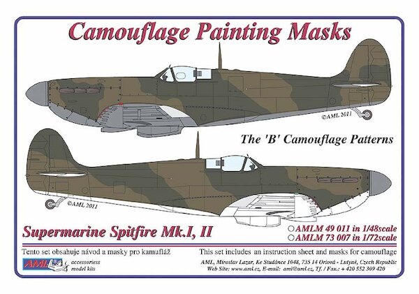 Camouflage Painting masks Spitfire Mk.I/II "B" scheme patterns  AMLM73007