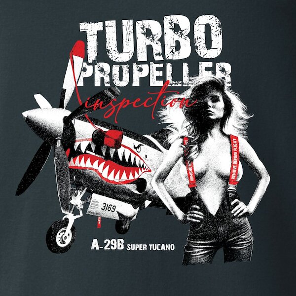 T-Shirt with pin-up TURBO PROPELLER plane A-29B Super Tucano Large  02148815