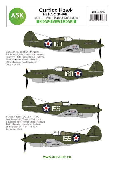 Curtiss Hawk H81-A2 (P40B)  Pearl Harbor Defenders  Part 1  200-D32015