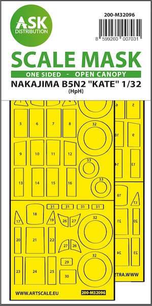 Masking Set Nakajima B5N2 "Kate"  Single Sided - open canopy (Infinity)  200-M32096