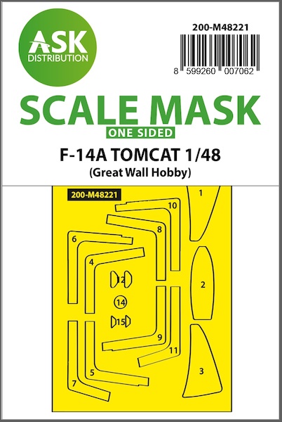 Masking Set F14A Tomcat canopy  (Great Wall Hobby) - Single Sided  200-M48221