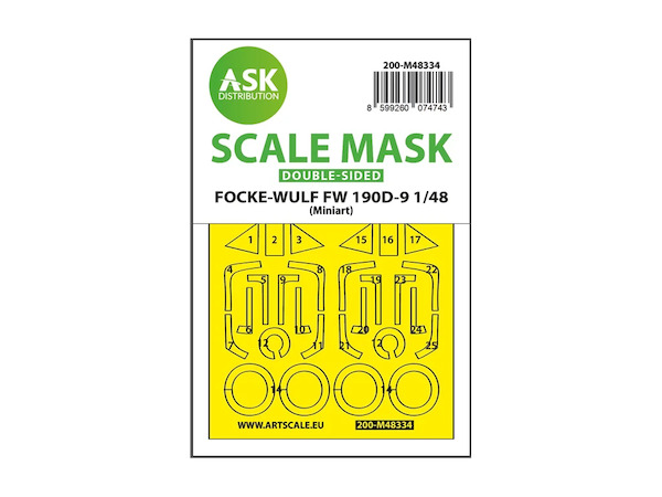 Masking Set Focke Wulf FW190D-9 Canopy and wheels Double Sided (MiniArt) 200-M48334