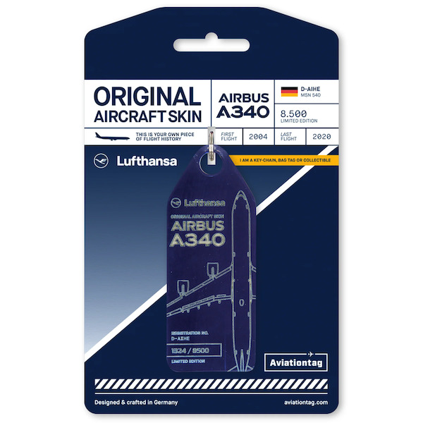Keychain made of: Lufthansa Airbus A340 D-AIHE Blue D-AIHE BLUE