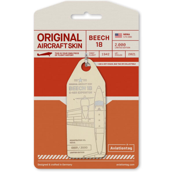 Keychain made of: Beechcraft 18 C45H N6NA (cream)  N6NA CREAM