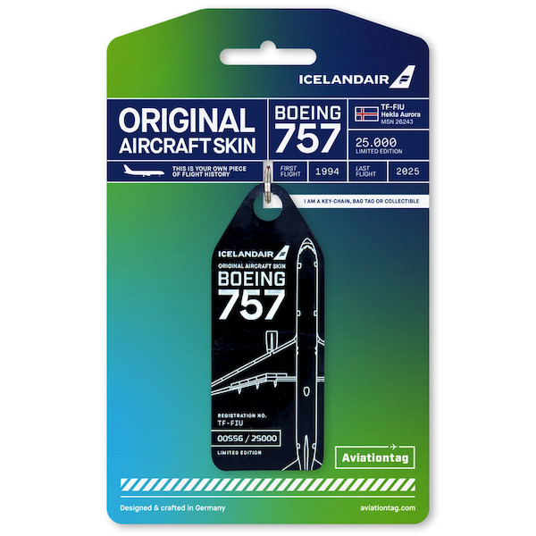 Keychain made of: Icelandair Hekla Aurora Boeing 757 - TF-FIU Black TF-FIU BLACK