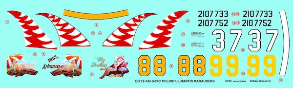 Colorful Martin B-26C-45-MO Marauders (3 Schemes) BD72-149