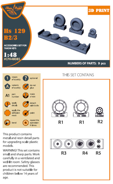 Henschel HS129B-2/3 Wheels - weighted (Takom) CPA48085