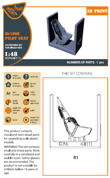 Messerschmitt BF109E Seat with integral safety belts (Wingsy Kits) CPA48111