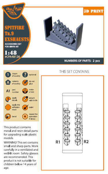 Spitfire Mk Tr9 Exhausts (Airfix) CPA48126