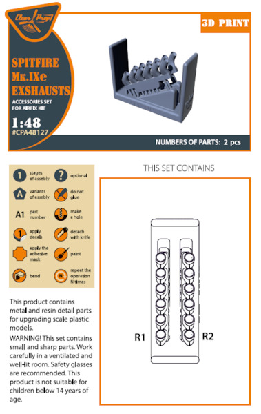 Spitfire Mk IXe Exhausts (Airfix) CPA48127