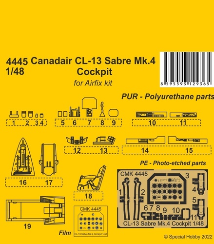 Canadair CL13 Sabre MKIV Cockpit (Airfix) CMKA4445