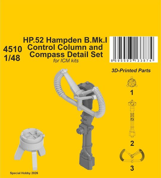 HP.52 Hampden B.Mk.I - Control Column and Compass Detail Set (ICM) CMKA4510