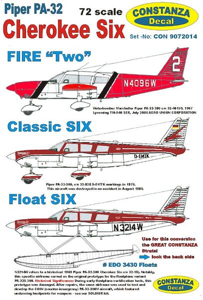 Piper PA32 Cherokee six (Fire Two, Classic six, Float six) CON9072014