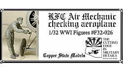 WW1 RFC Air Mechanic Checking Aeroplane  F32-026