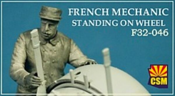 French Airman Standing on wheel F32-046