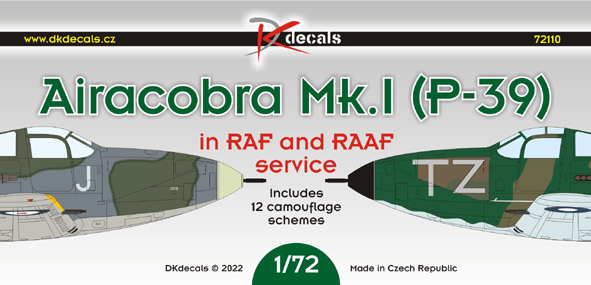 Bell Airacobra MKI in RAF and RAAF Service (12 Schemes)  DK72110