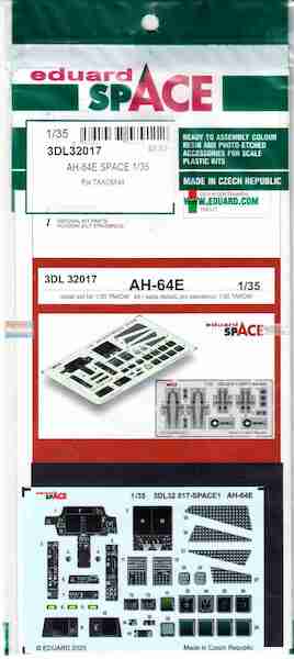 SPACE 3D  Detailset AH64E Apache Instrument Panels and seatbelts (TAKOM)  3DL32017