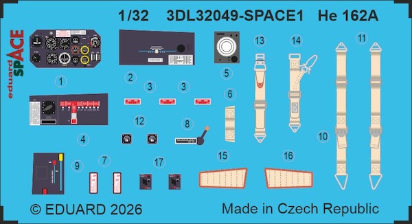SPACE 3D Detailset Heinkel He162 (Hobby 2000) 3DL32049