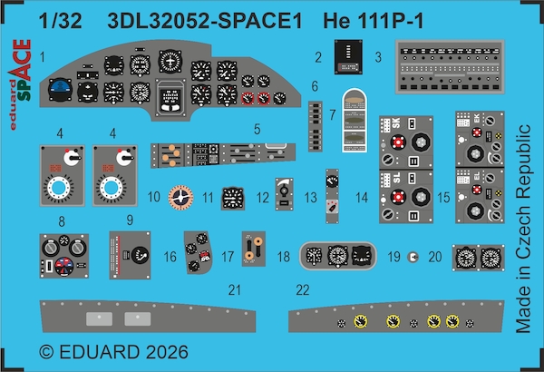 SPACE 3D Detailset Heinkel He111P-1 Instrument panels (Revell) 3DL32052