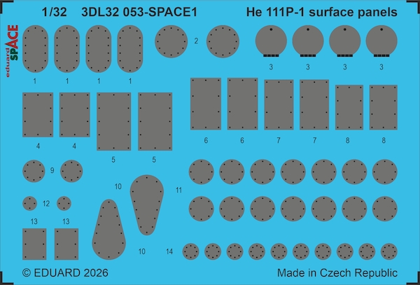 SPACE 3D Detailset Heinkel He111P-1 surface panels (Revell) 3DL32053