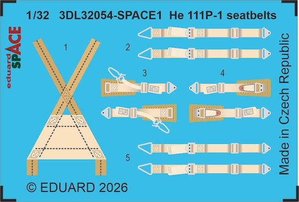 SPACE 3D Detailset Heinkel He111P-1 seatbelts (Revell) 3DL32054