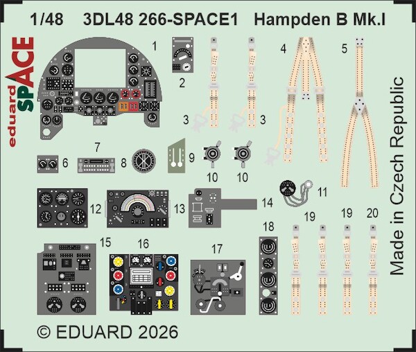SPACE 3D Detailset Hampden B Mk1 Instrument panels and Seatbelts (ICM) 3DL48266