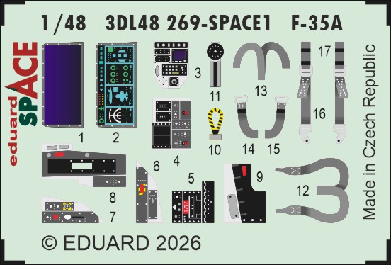 SPACE 3D Detailset F35A Lightning II seatbelts and instrument panels (Italeri) 3DL48269