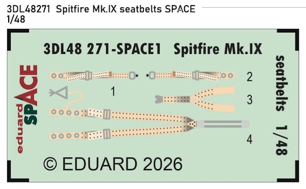 SPACE 3D Detailset Spitfire MKIX seatbelts (Universal) 3DL48271