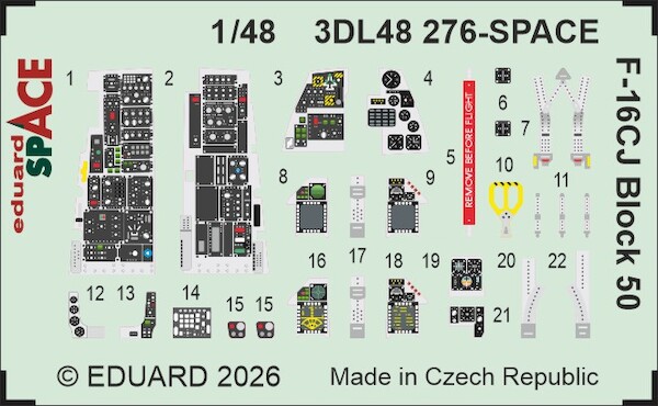 SPACE 3D Detailset F50CJ Block 50 Instrument panels and Seatbelts (Tamiya) 3DL48276