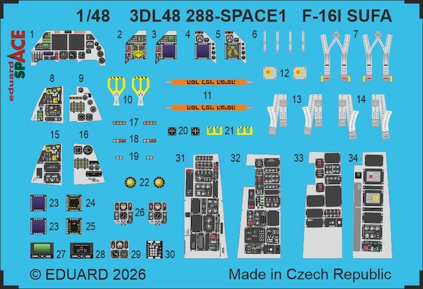 SPACE 3D Detailset F16I SUFA Insrument Panels and seatbelts (Kinetic) 3DL48288