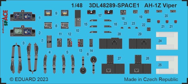 SPACE 3D Detailset AH1Z Viper Insrument Panels and seatbelts (Hobby 2000 / Kitty Hawk) 3DL48289