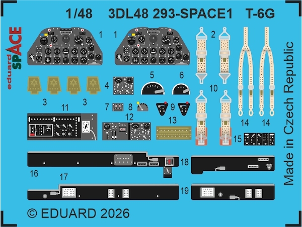 SPACE 3D Detailset T6G Texan Instrument panels and seatbelts (Italeri) 3DL48293