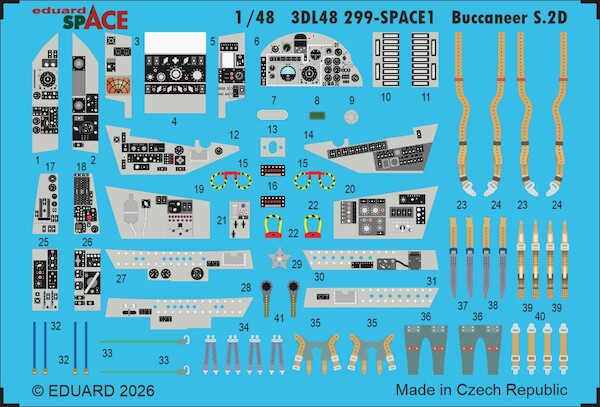 SPACE 3D Detailset Buccameer S2D Instrument panels, side walls and seatbelts (Trumpeter) 3DL48299