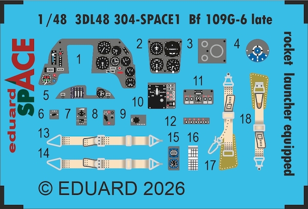 SPACE 3D Detailset Bf 109G-6 late (rocket launcher equipped) (Tamiya) 3DL48304