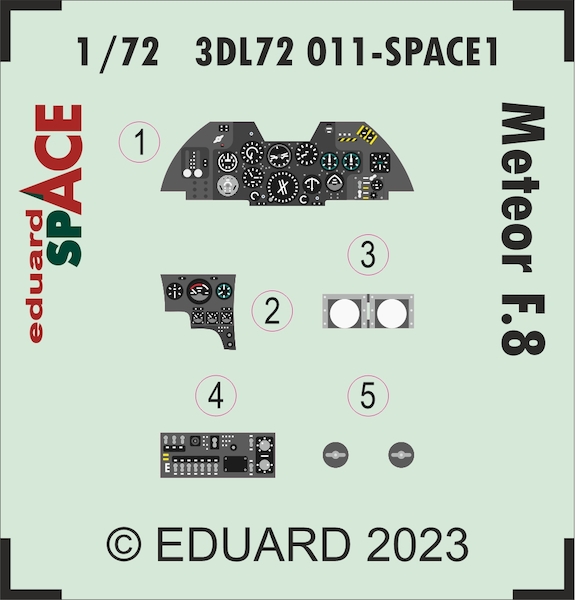 SPACE 3D Detailset Meteor MK F8 Instrument panels and seatbelts (Airfix)  3DL72011