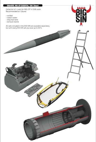 Mikoyan MiG21F Essebtial set (Eduard) BIG SIN648153