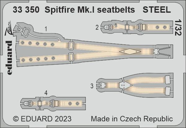 Detailset Spitfire MKI Seatbelts (Kotare)  E33-350