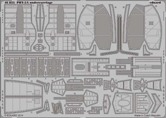 Detailset PBY5A Catalina Undercarriage (Revell/Monogram/Eduard) (REISSUE) E48-825