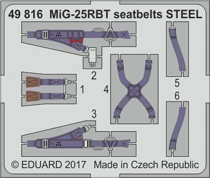 Detailset Mikoyan MiG31RBT Foxbat Seatbelts (Hobby Boss)  E49-816