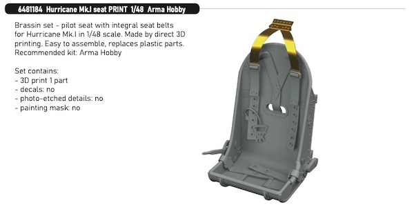 Hawker Hurricane MKI Seat (Arma Hobby) E6481184