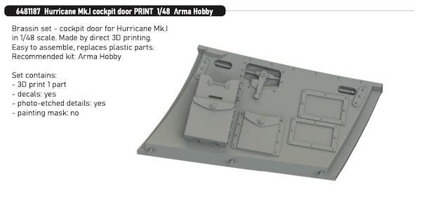 Hawker Hurricane MKI Cockpit door (Arma Hobby) E6481187