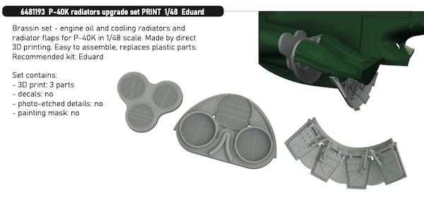 Curtiss P40K Radiator Upgrade set (Eduard) E6481193