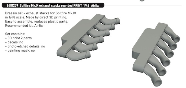 Supermarine Spitfire MKIXc rounded exhaust stacks (Airfix) e6481209