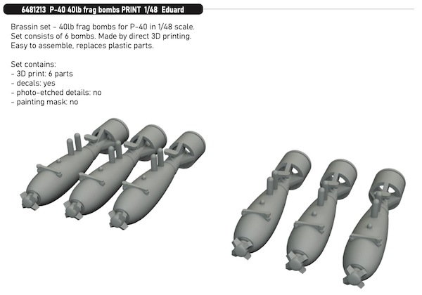 Curtiss P40 40lb Fragmentation Bombs (Eduard) E6481213